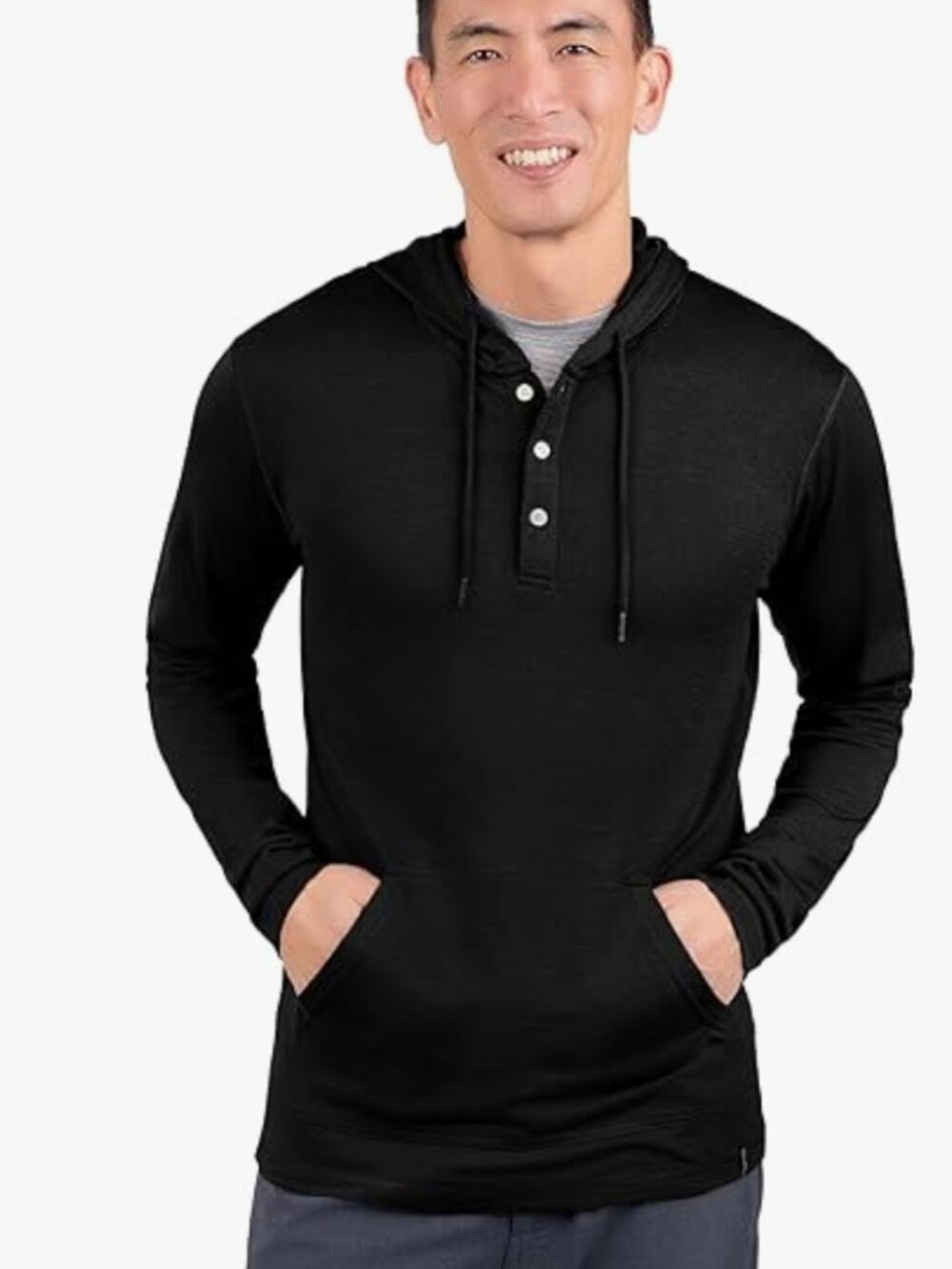 Black Long-Sleeve Hoodie Shirt - Men